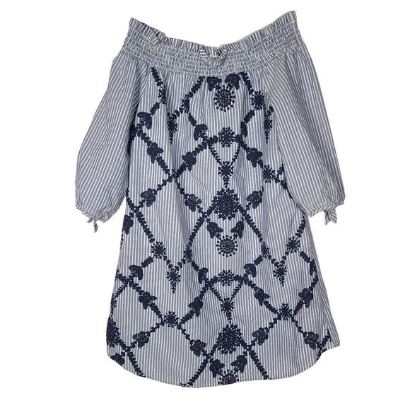 Bailey Blue Stripe Floral Off Shoulder Tunic Dress - Picture 1 of 13
